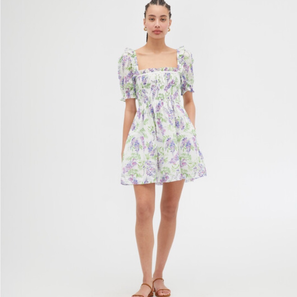 Hill House Mini Scarlett Nap Dress Wisteria Print EUC XS